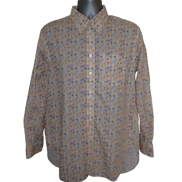 Engineered Garments Button Down Long Sleeve Shirt Surf Beach Pattern Mens S - Picture 1 of 5